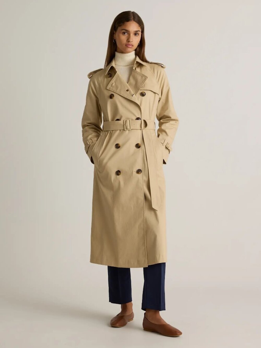 Quince Comfort Stretch Long Trench Coat